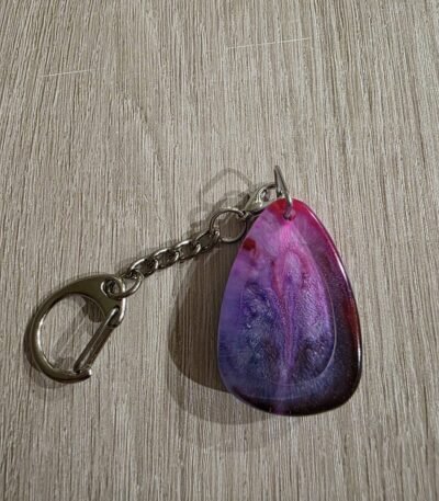 Pink & Purple Swirl Teardrop Resin Keychain