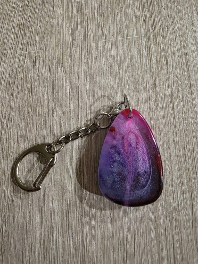 Pink & Purple Swirl Teardrop Resin Keychain