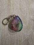 Green Pink Galaxy Round Resin Keychain