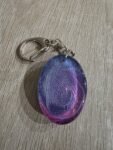 Purple Pink Galaxy Round Resin Keychain