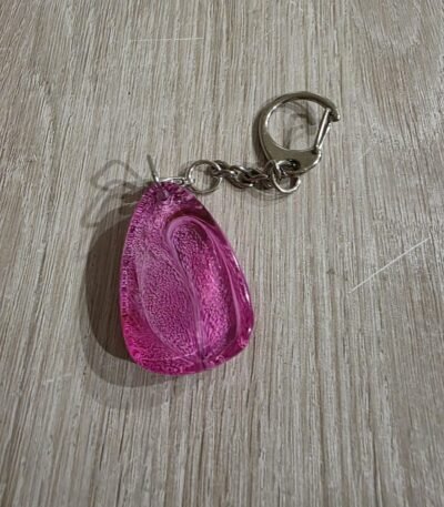 Hot Pink Swirl Teardrop Resin Keychain