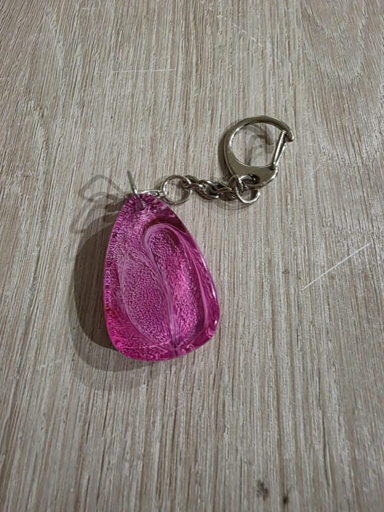 Hot Pink Swirl Teardrop Resin Keychain