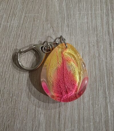 Pink Gold Sunset Teardrop Resin Keychain