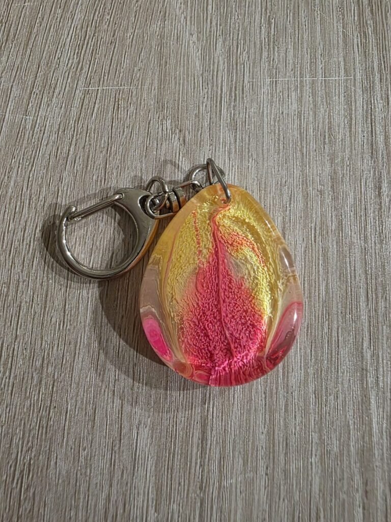 Pink Gold Sunset Teardrop Resin Keychain