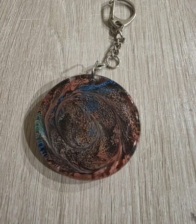 Bronze Blue Cosmic Round Resin Keychain