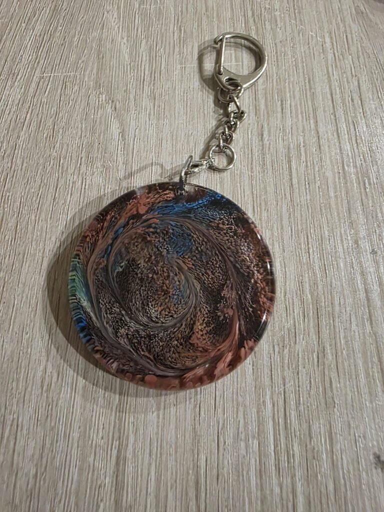 Bronze Blue Cosmic Round Resin Keychain