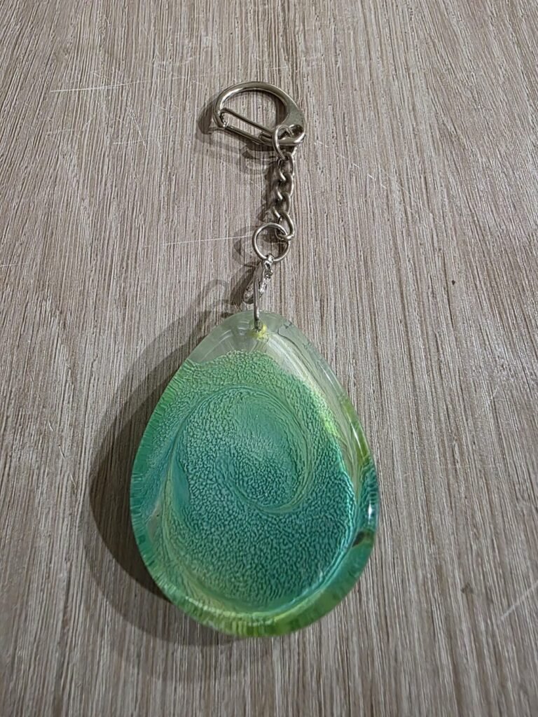 Mint Green Aqua Swirl Teardrop Resin Keychain