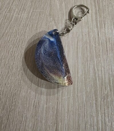 Blue Silver Mini Teardrop Resin Keychain