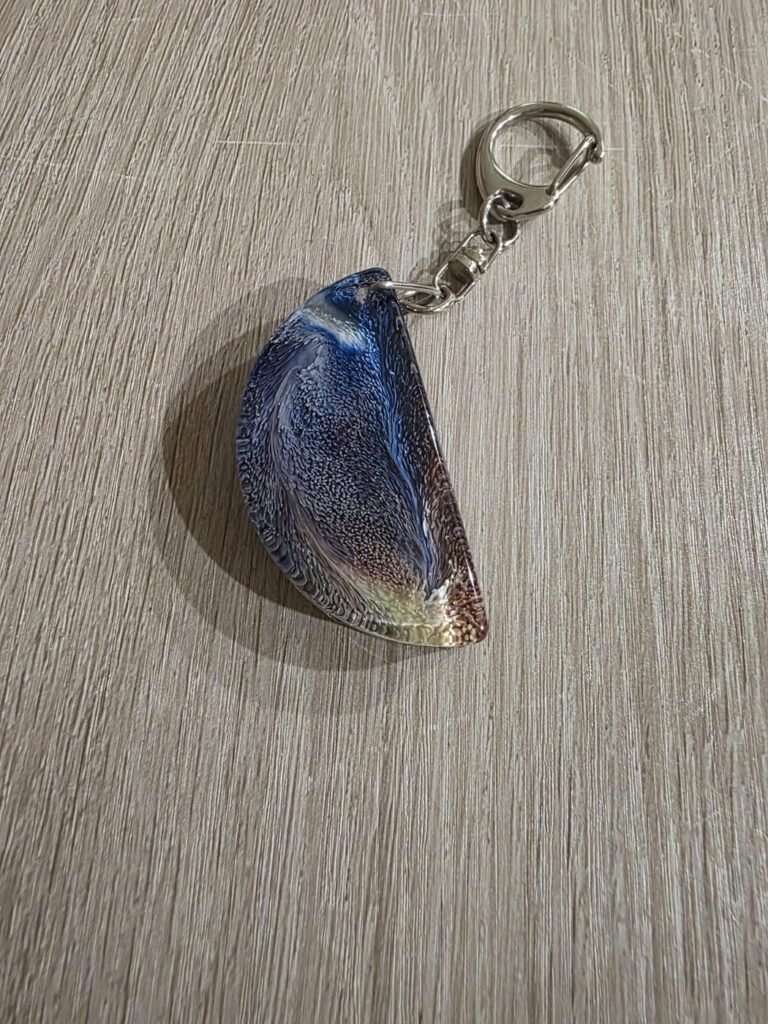 Blue Silver Mini Teardrop Resin Keychain