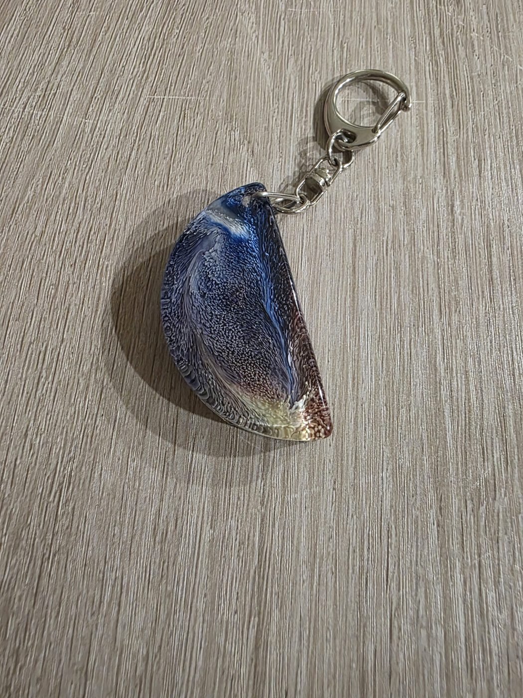 Blue Silver Mini Teardrop Resin Keychain Blue Silver Mini Teardrop Resin Keychain