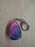 Blue Pink Heart-Swirl Teardrop Resin Keychain