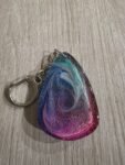 Blue Pink Galaxy Teardrop Resin Keychain