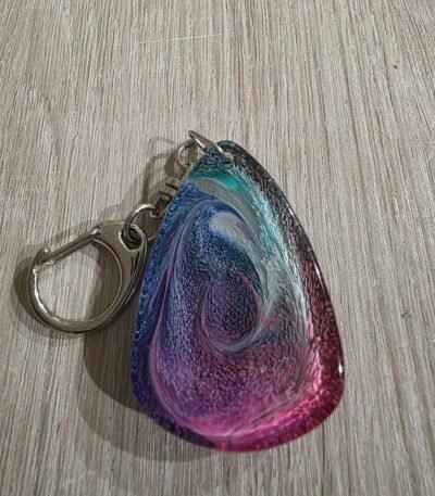 Blue Pink Galaxy Teardrop Resin Keychain