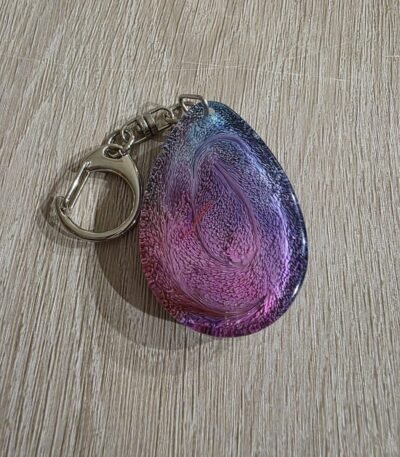 Purple Lilac Swirl Teardrop Resin Keychain
