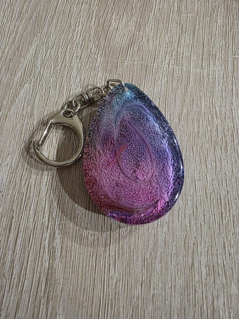 Purple Lilac Swirl Teardrop Resin Keychain