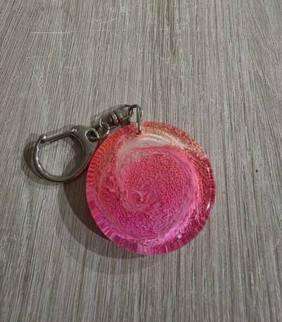 Pink Pearl Round Resin Keychain
