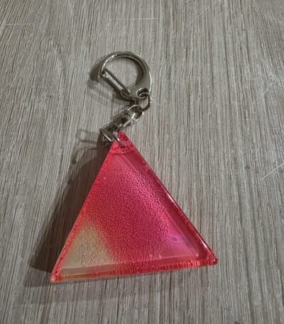 Pink Clear Triangle Resin Keychain