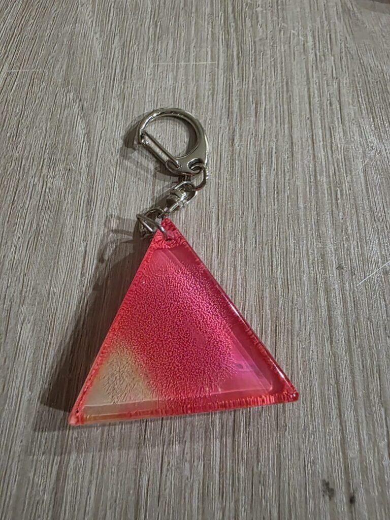Pink Clear Triangle Resin Keychain