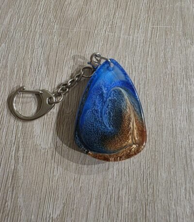 Blue Bronze Galaxy Teardrop Resin Keychain