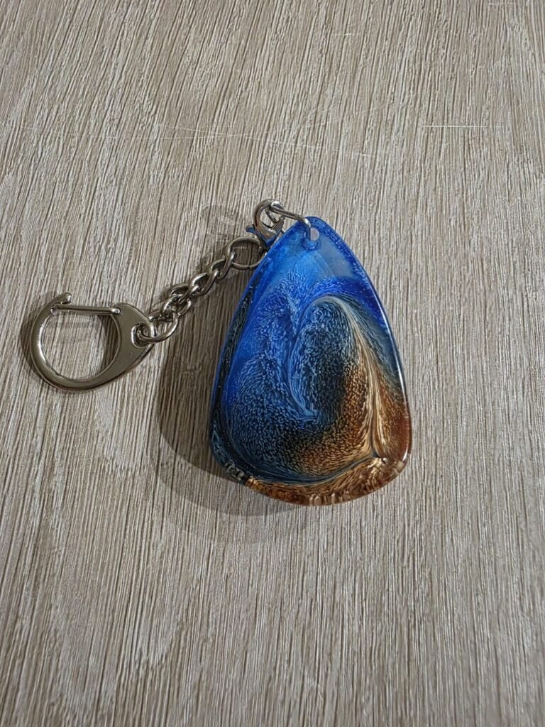 Blue Bronze Galaxy Teardrop Resin Keychain