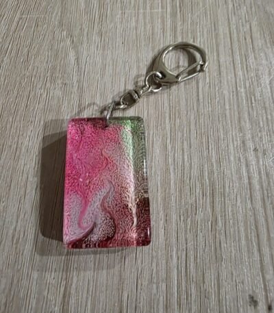 Pink Pearl Rectangle Resin Keychain