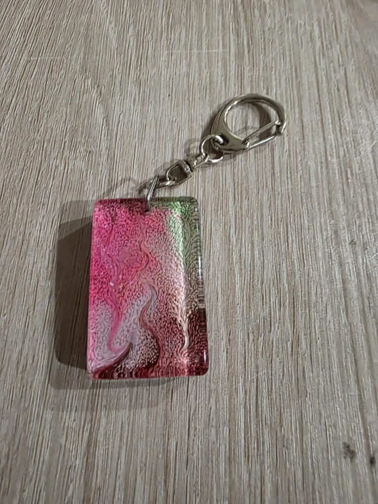 Pink Pearl Rectangle Resin Keychain