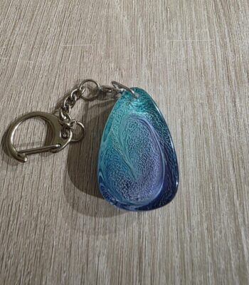 Aqua Blue Teardrop Resin Keychain