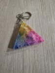 Rainbow Galaxy Triangle Resin Keychain