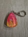 Pink Gold Flame Teardrop Resin Keychain
