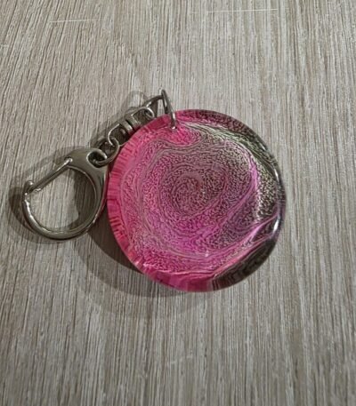 Pink Pearl Round Resin Keychain