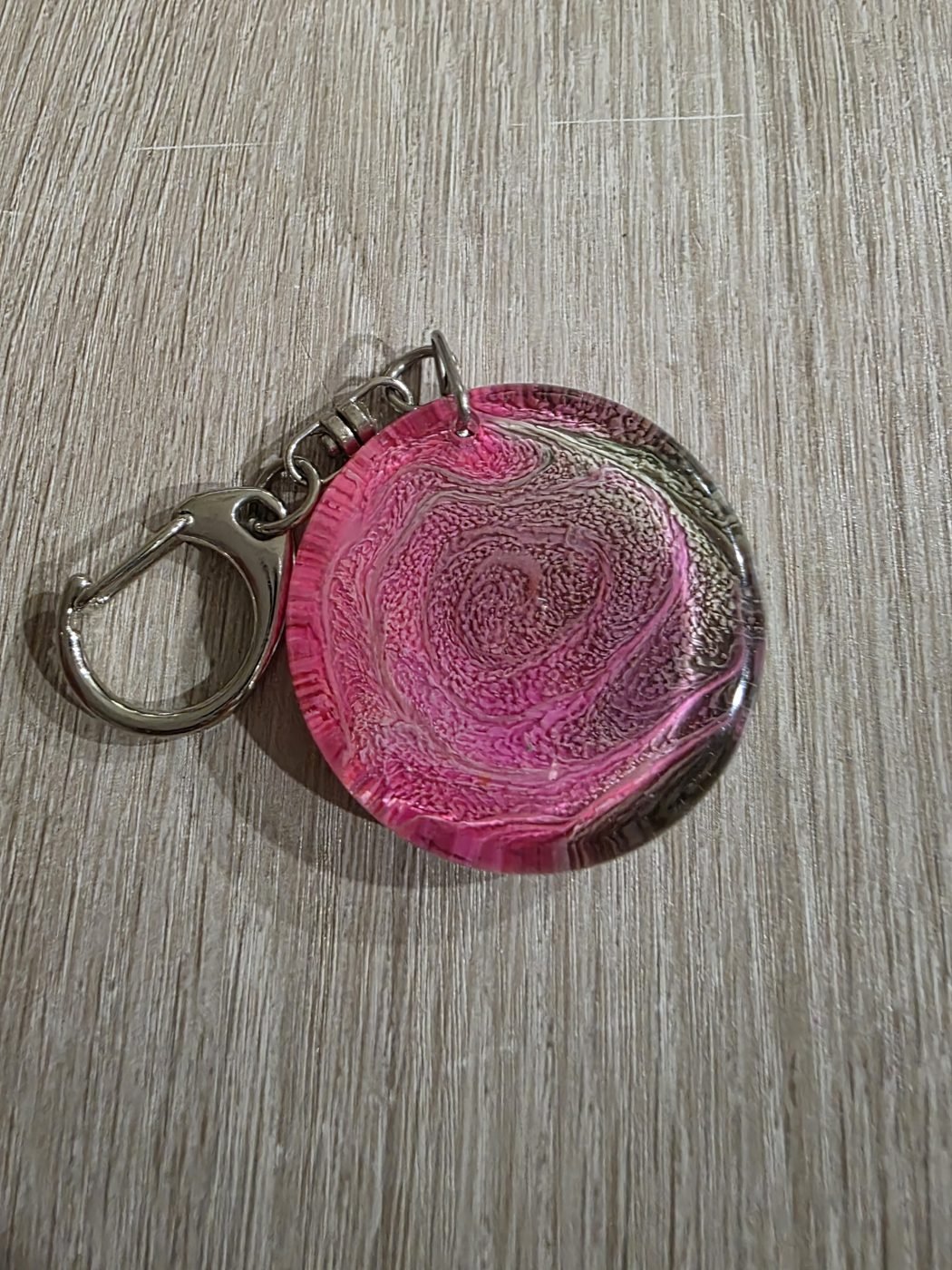Pink Pearl Round Resin Keychain Pink Pearl Round Resin Keychain