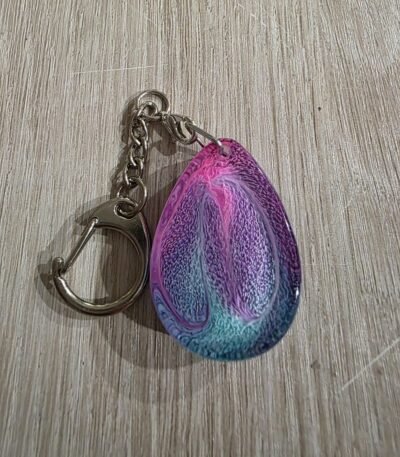 Blue Pink Galaxy Teardrop Resin Keychain