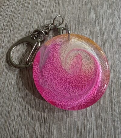 Pink Cream Large Round Resin Keychain
