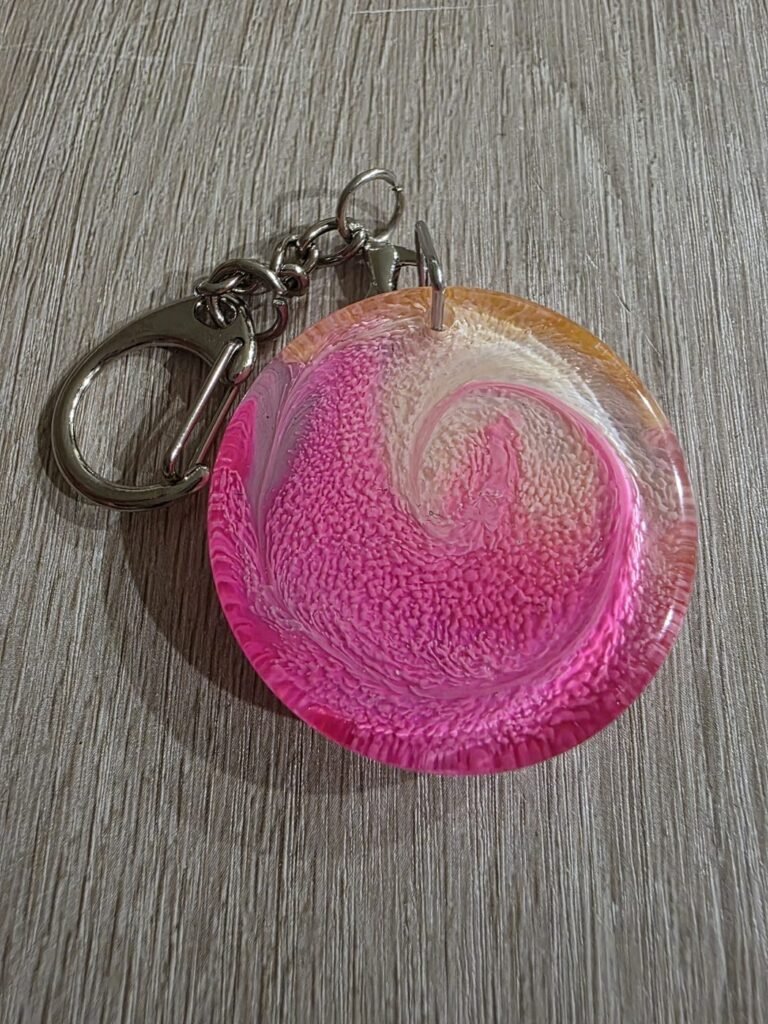 Pink Cream Large Round Resin Keychain