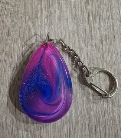 Purple Pink Swirl Teardrop Resin Keychain