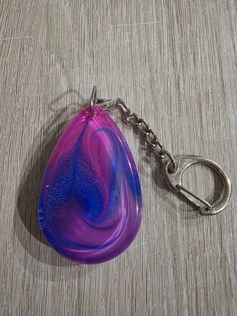 Purple Pink Swirl Teardrop Resin Keychain
