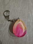 Pink Gold Pearl Teardrop Resin Keychain