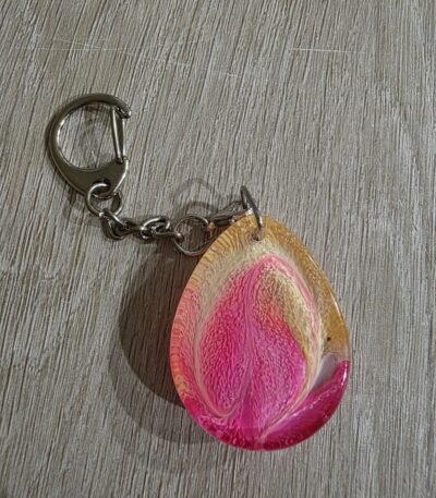 Pink Gold Pearl Teardrop Resin Keychain