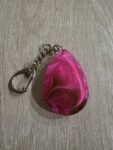 Magenta Black Swirl Teardrop Resin Keychain