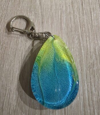 Aqua Lime Teardrop Resin Keychain