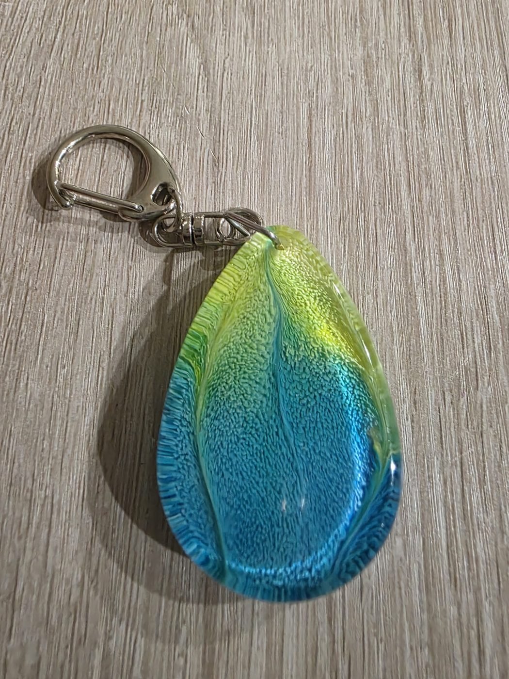 Aqua Lime Teardrop Resin Keychain Aqua Lime Teardrop Resin Keychain