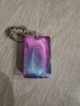 Pink Blue Galaxy Rectangle Resin Keychain