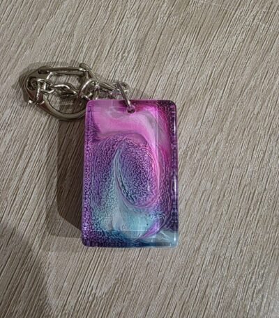 Pink Blue Galaxy Rectangle Resin Keychain