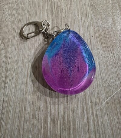 Blue Purple Galaxy Teardrop Resin Keychain