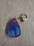 Blue Purple Swirl Teardrop Resin Keychain
