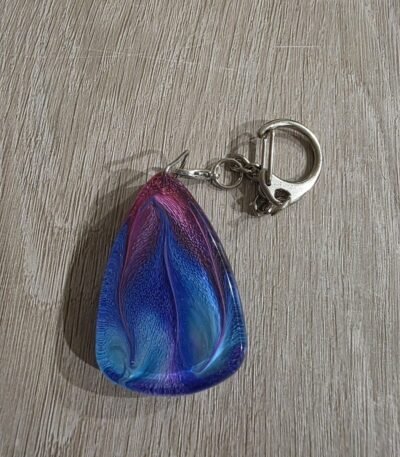 Blue Purple Swirl Teardrop Resin Keychain