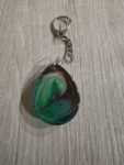 Emerald Green Galaxy Round Resin Keychain
