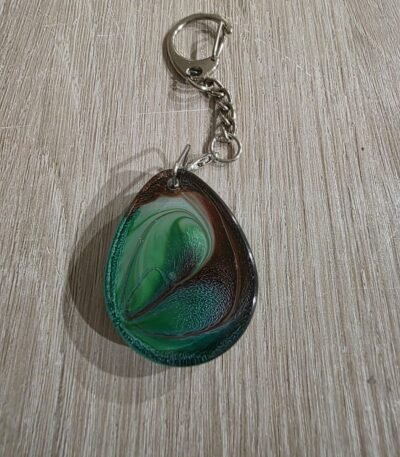 Emerald Green Galaxy Round Resin Keychain