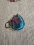 Aqua Pink Galaxy Round Resin Keychain