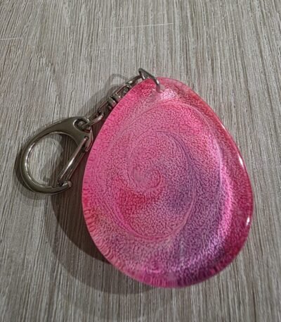 Pink Pearl Large Round Resin Keychain